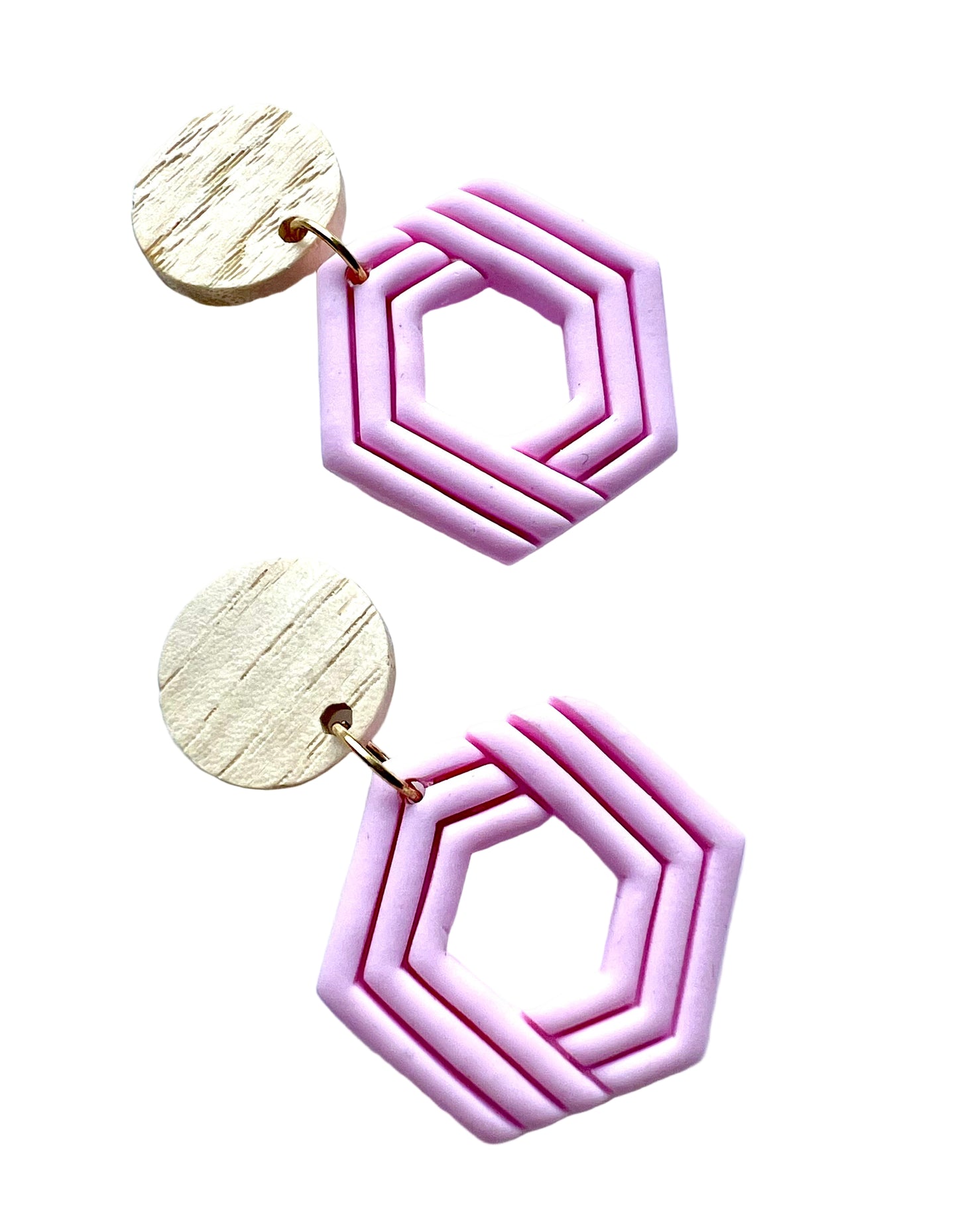 Silvia Dangles in Pink with Wood Stud