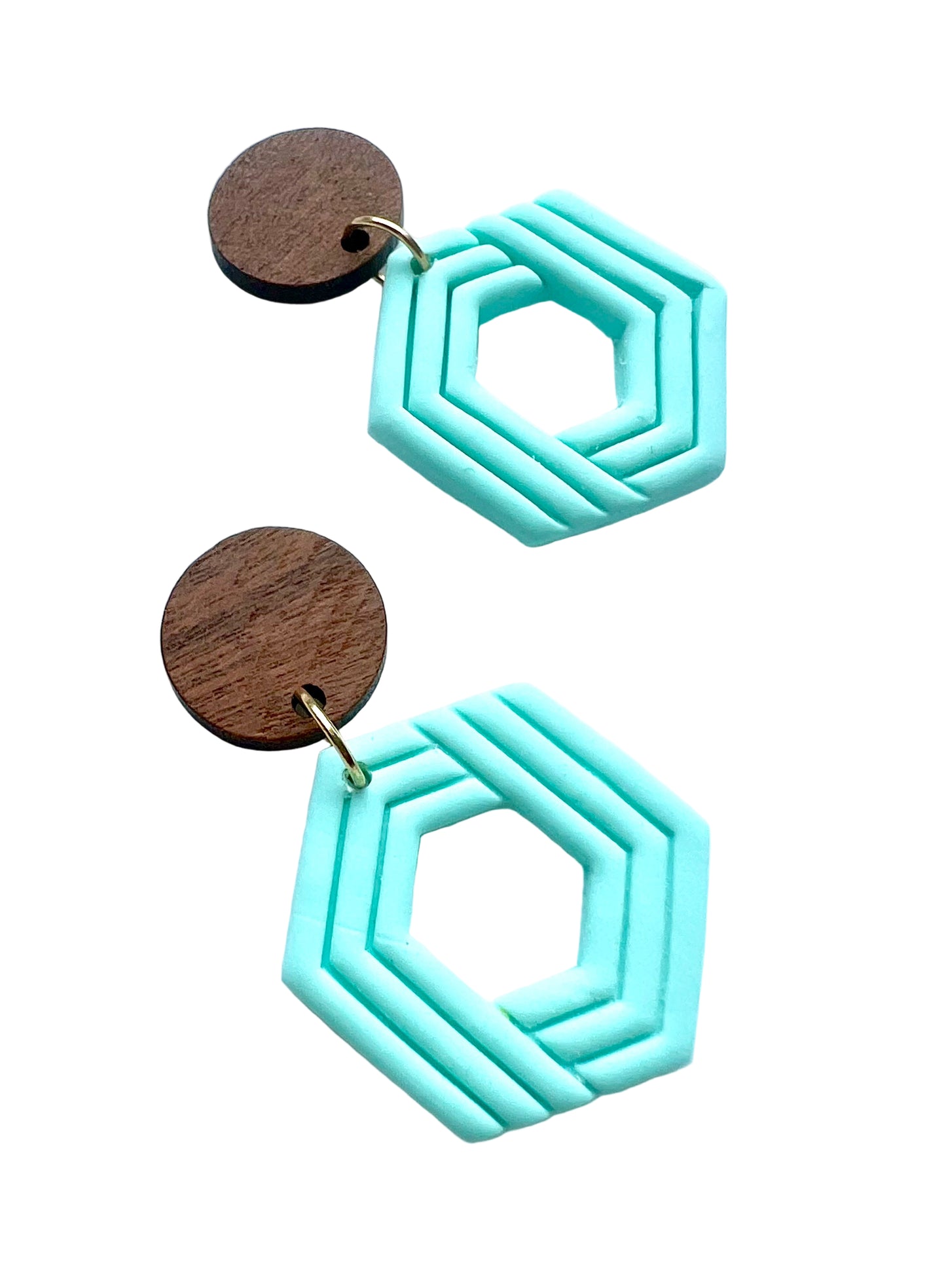 Silvia Dangles in Turquoise with Walnut Wood Stud