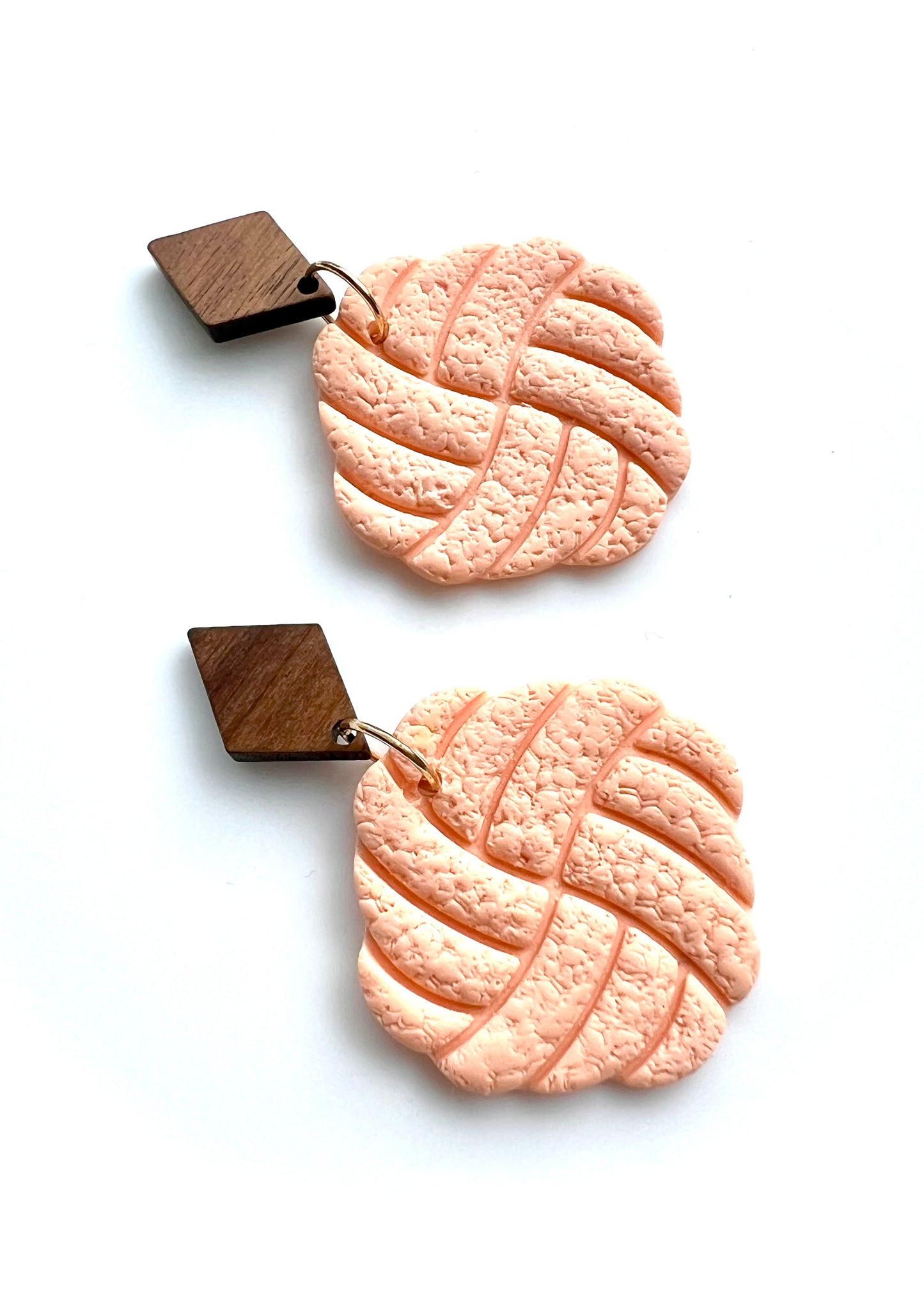 Textured Walnut Wood Studs in Peach Color