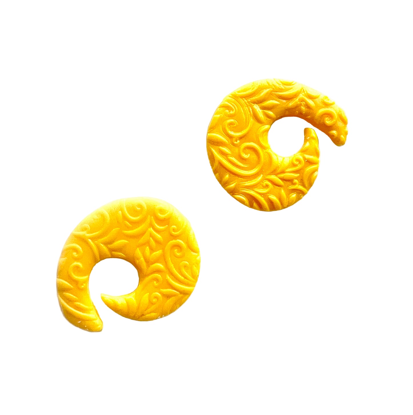 Textured Spiral Shape Studs in Yellow Color