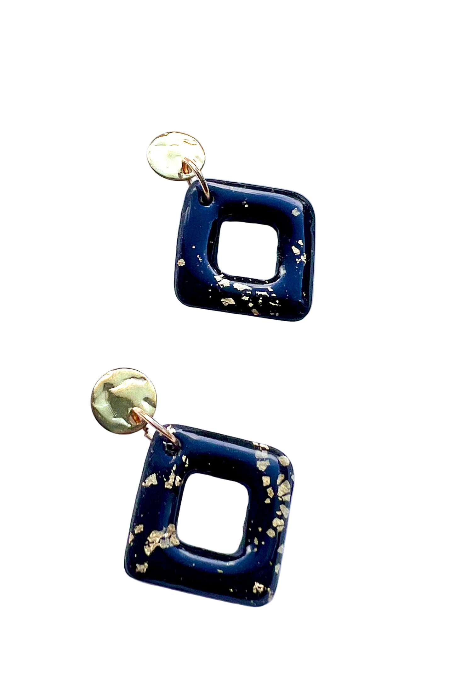 Black Dangle Earrings with a Touch of Gold