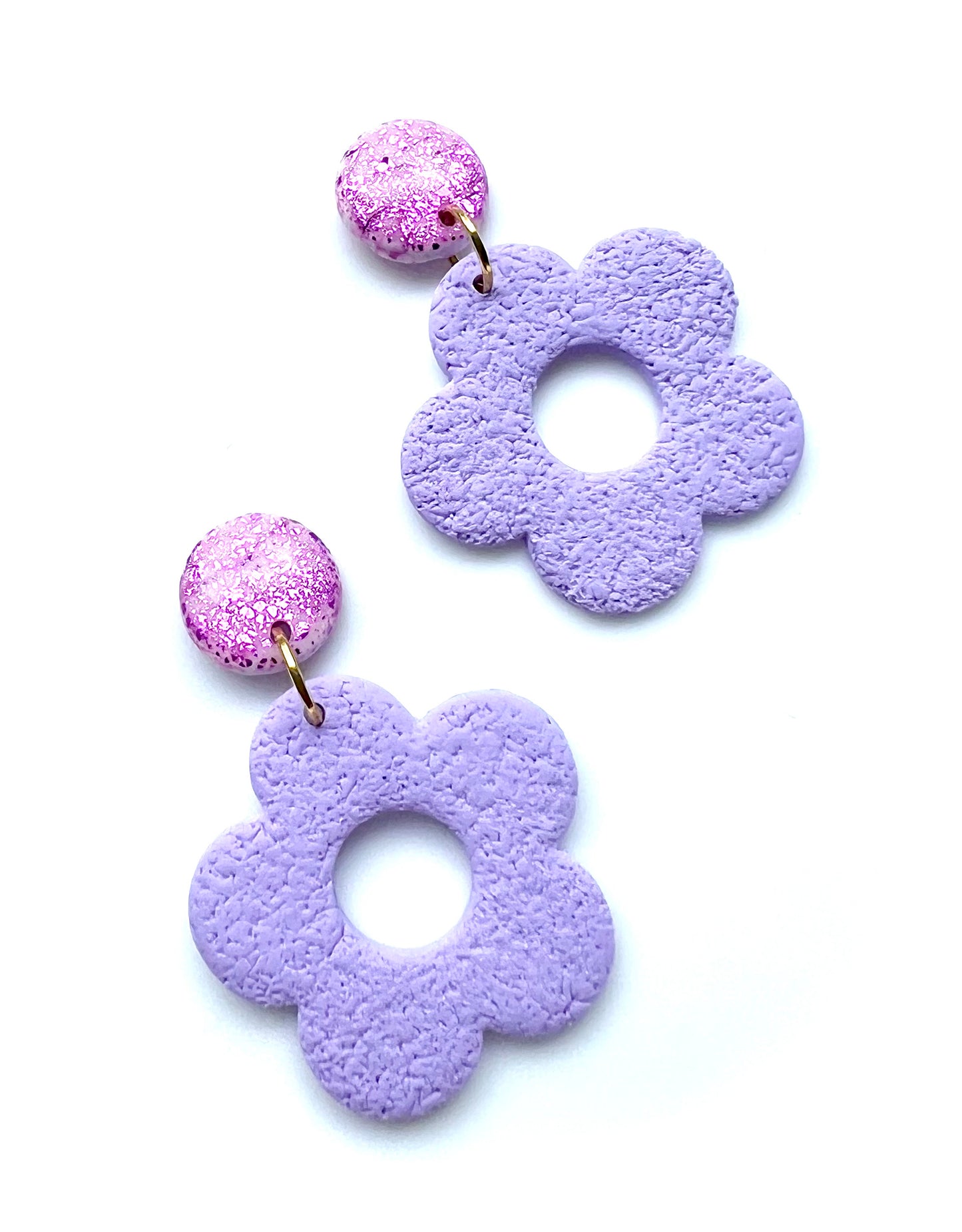 Floral Dangle Earrings in Lavender