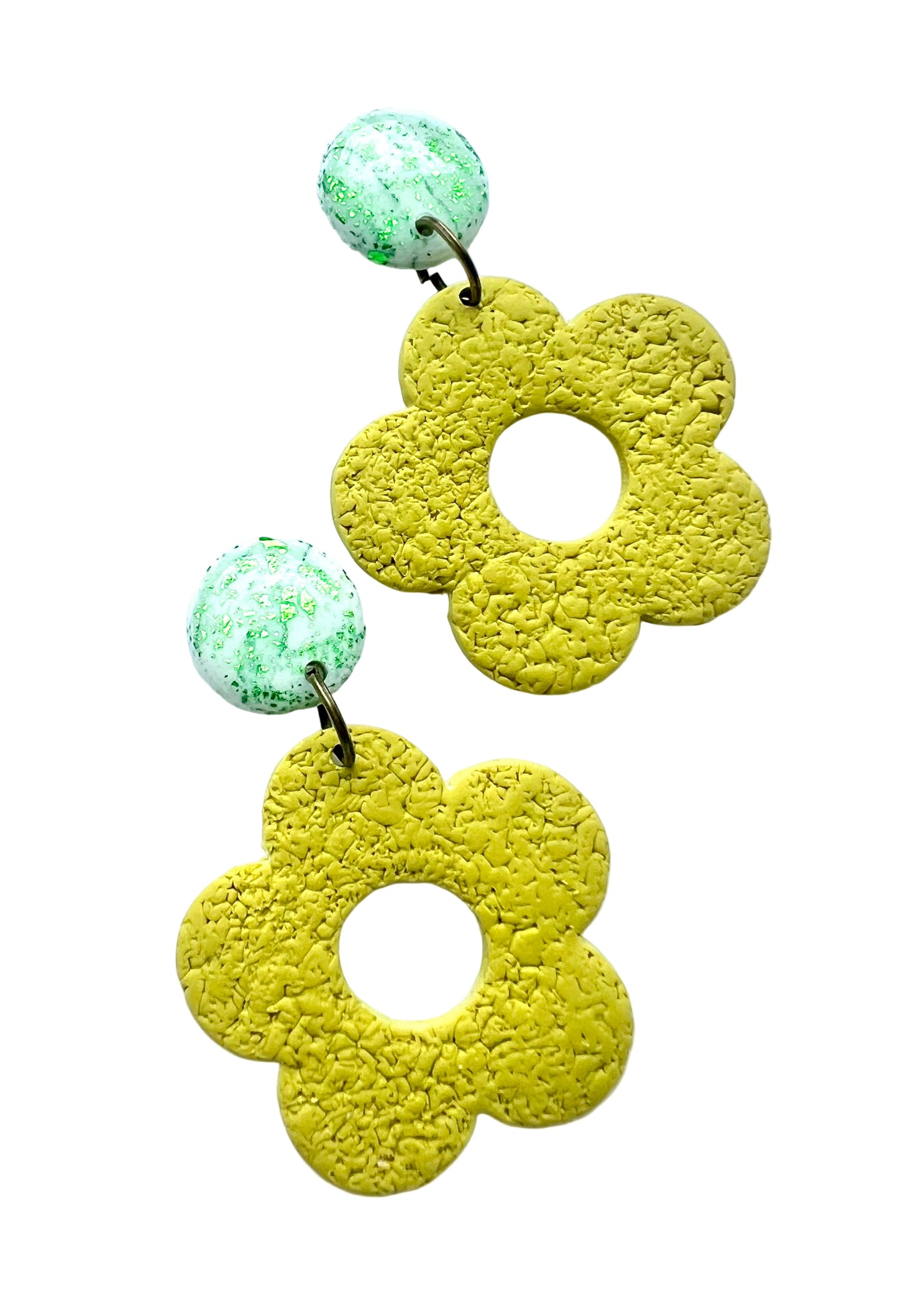 Floral Dangle Earrings in Olive Green
