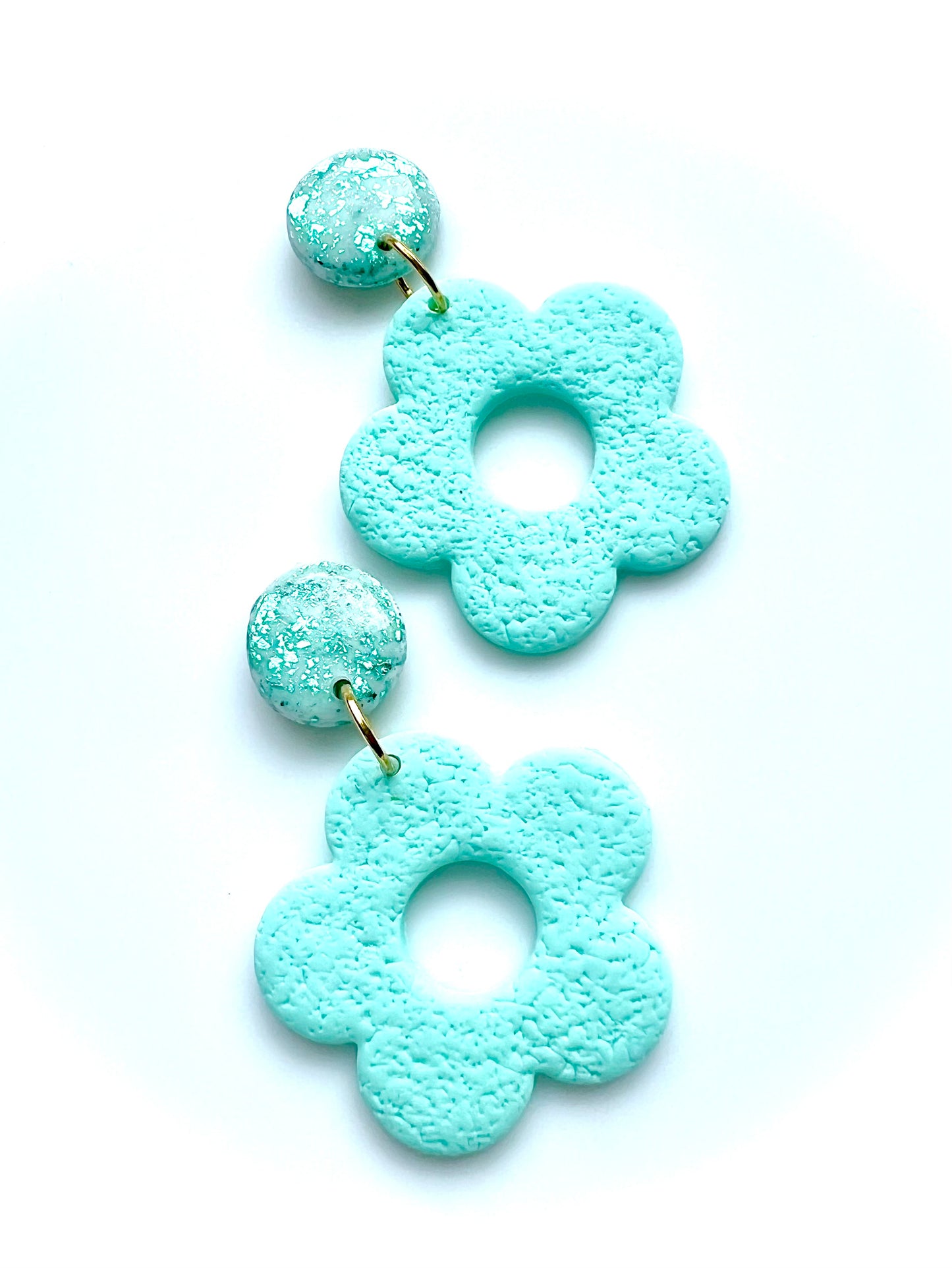 Floral Dangle Earrings in Mint Green