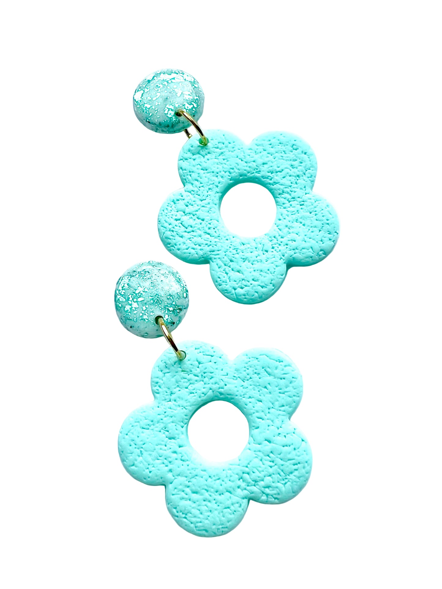 Floral Dangle Earrings in Mint Green