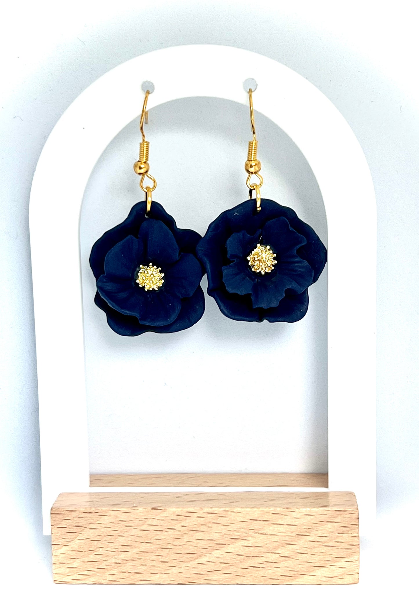 Flower Dangles in Navy Blue