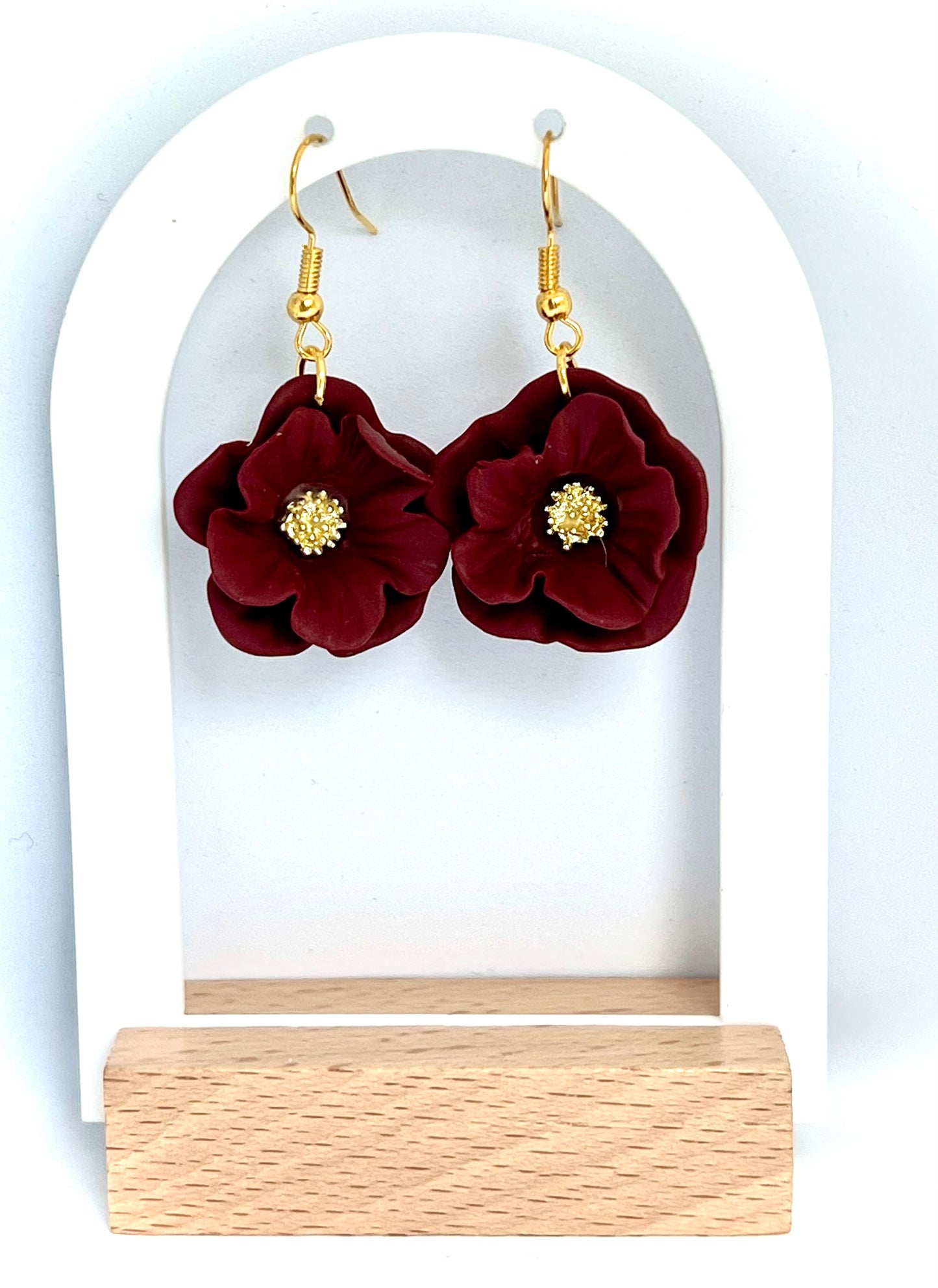 Flower Dangles in Bordeaux Red