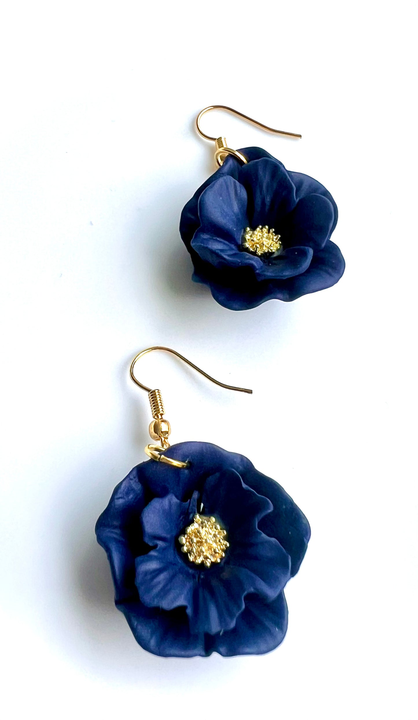 Flower Dangles in Navy Blue