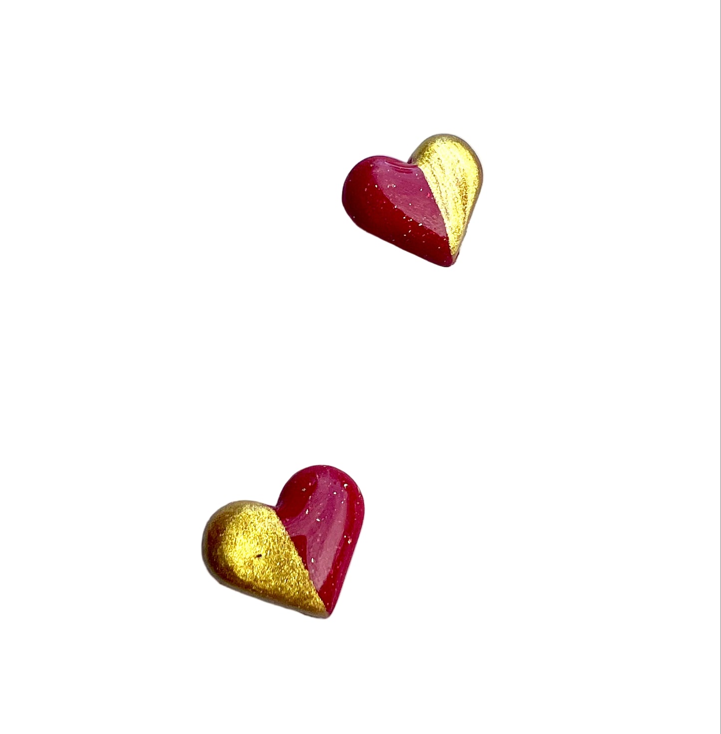 Red Gold Heart Studs