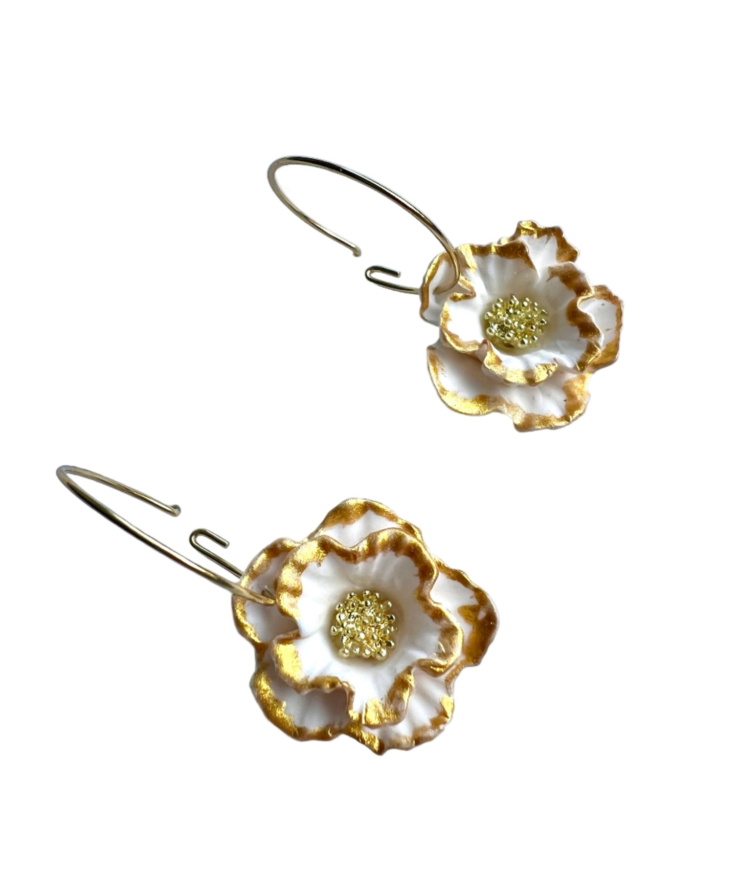 White and Gold Flower Dangles