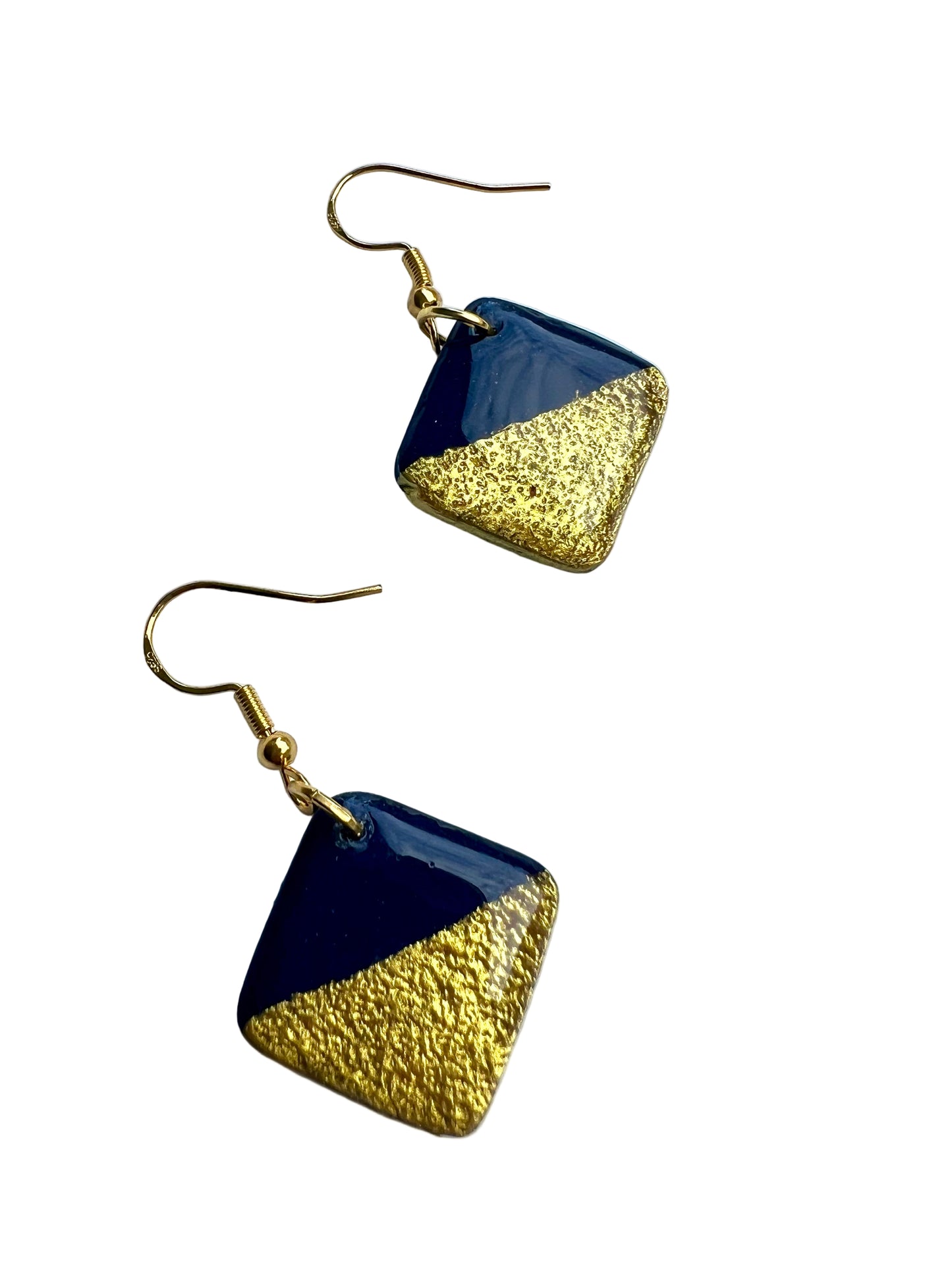Geometric Navy Blue and gold Dangles
