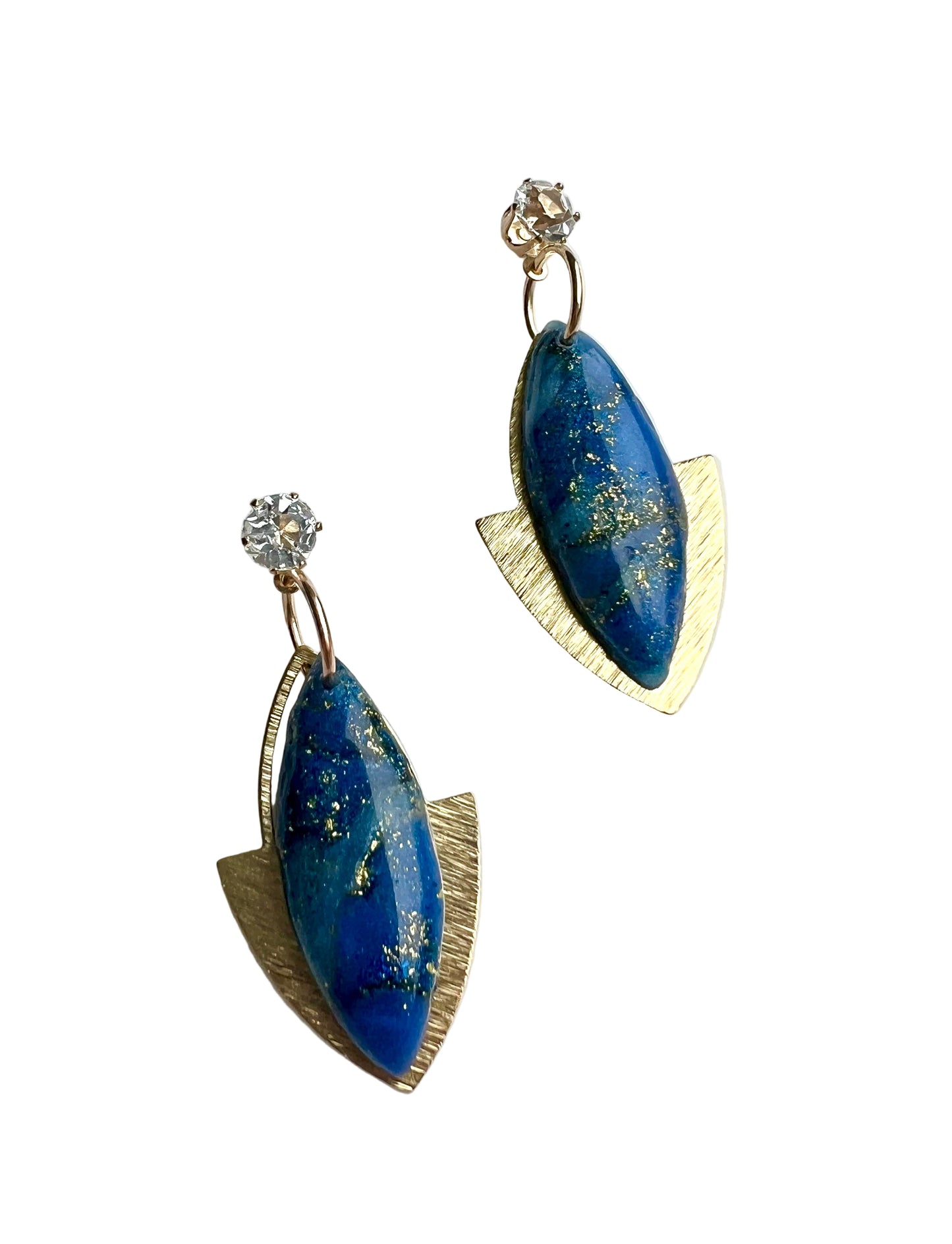 Blue Marble Dangles with Gold Accessories