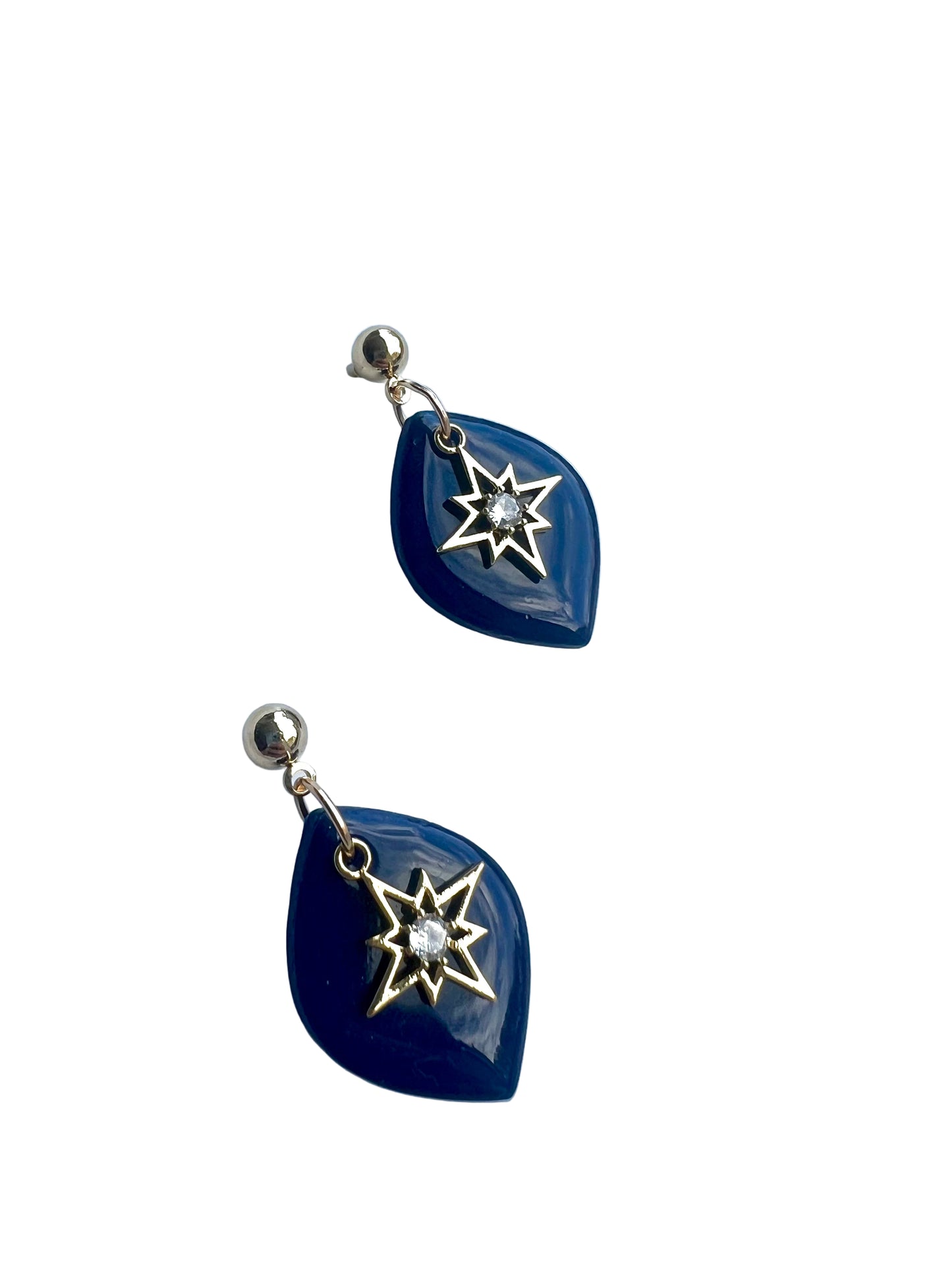 Navy Blue Dangles With Golden Star