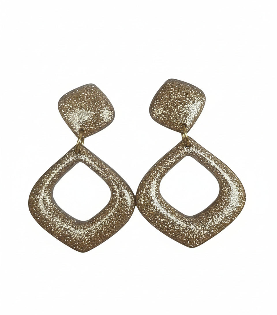 Gold Glitter Dangle Earrings