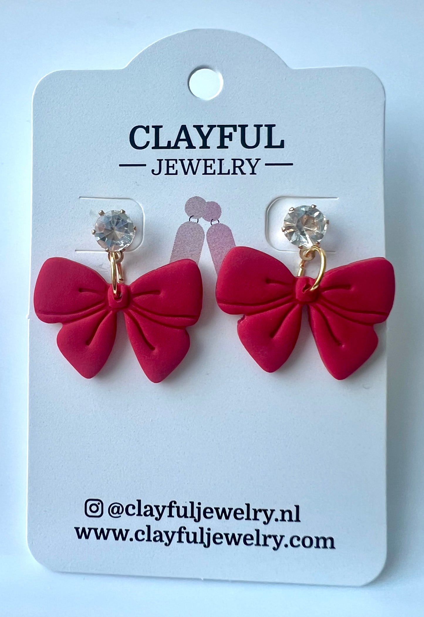 Red Bow Dangles with Rhinestone