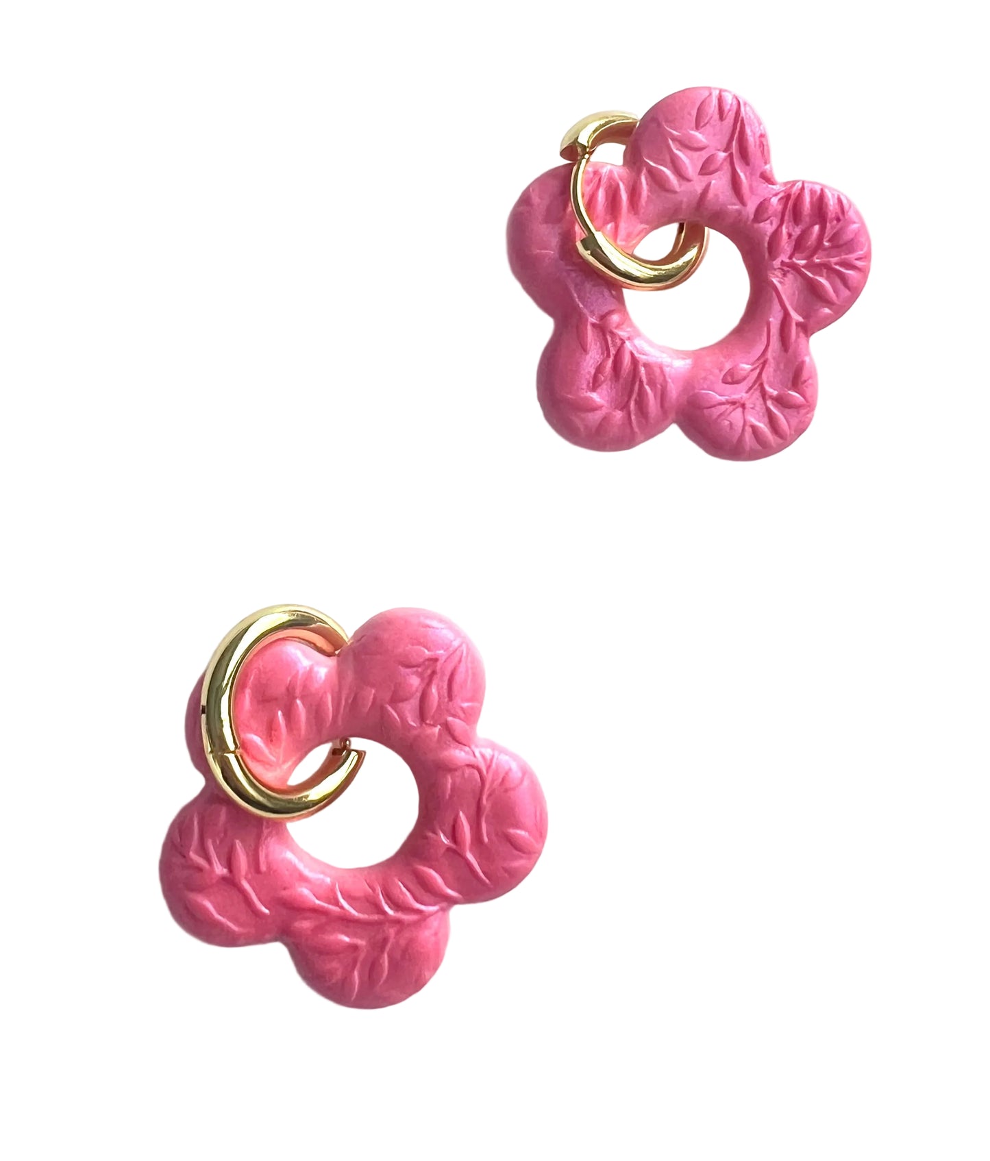 Pink Flower Hoops