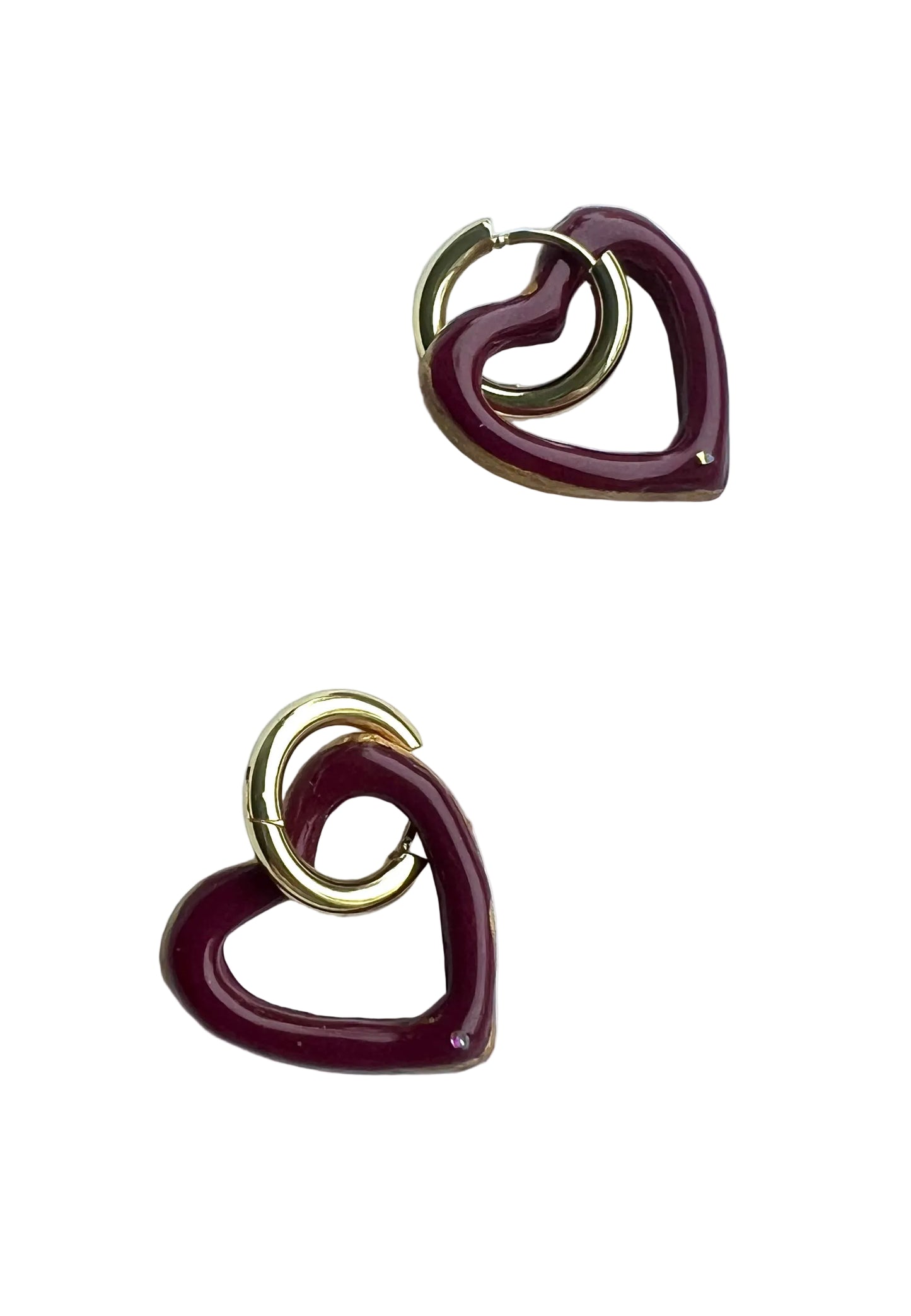 Red Heart Hoops Earrings