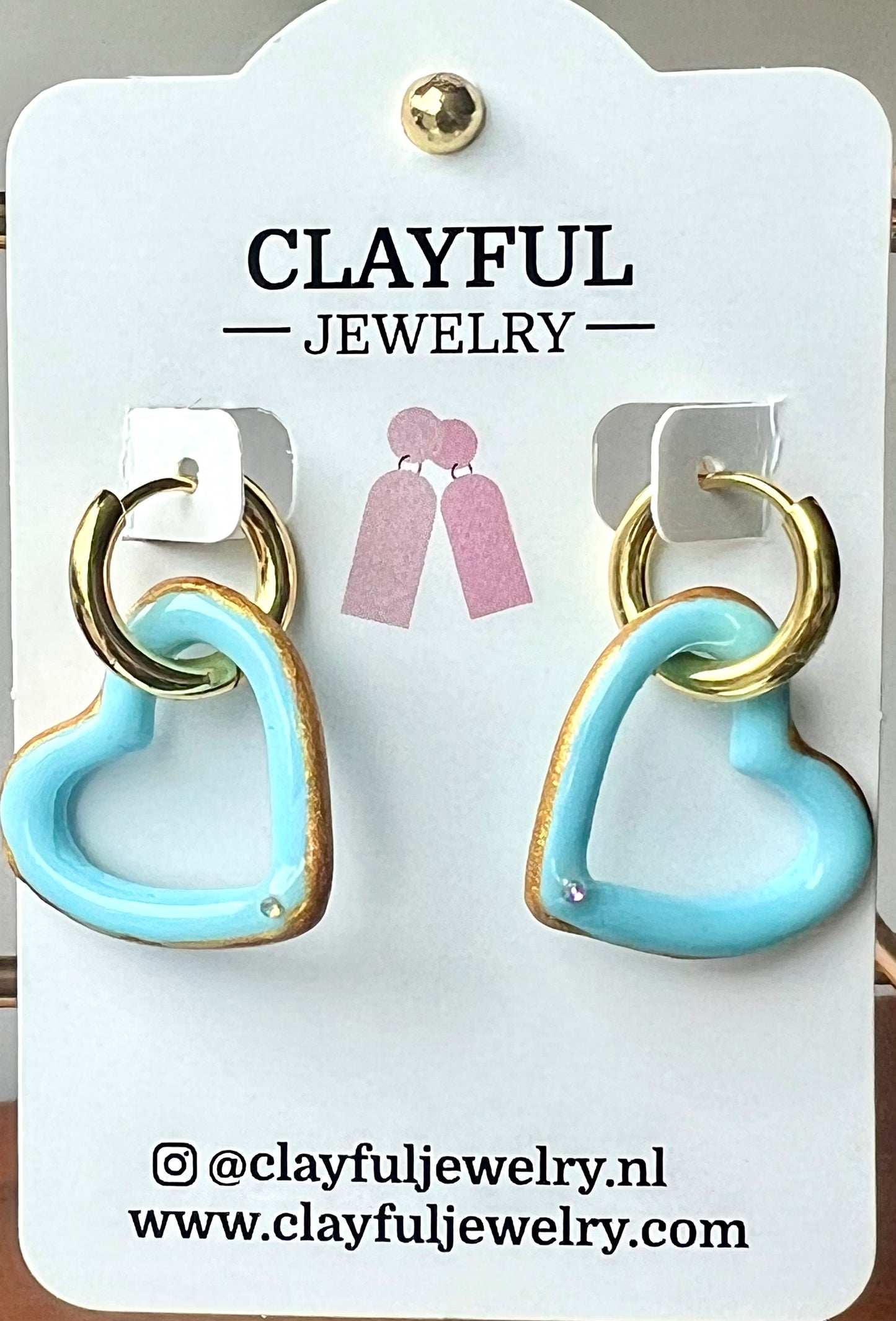 Blue Heart Hoops Earrings
