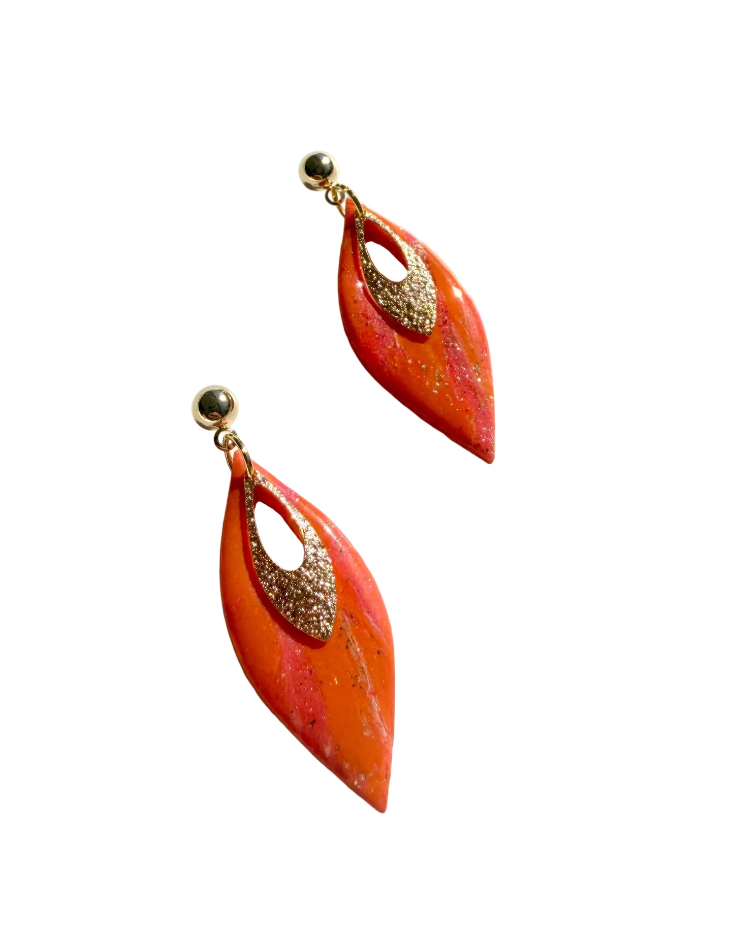 Pendants in Orange and Pink with a Touch of Gold Glitter