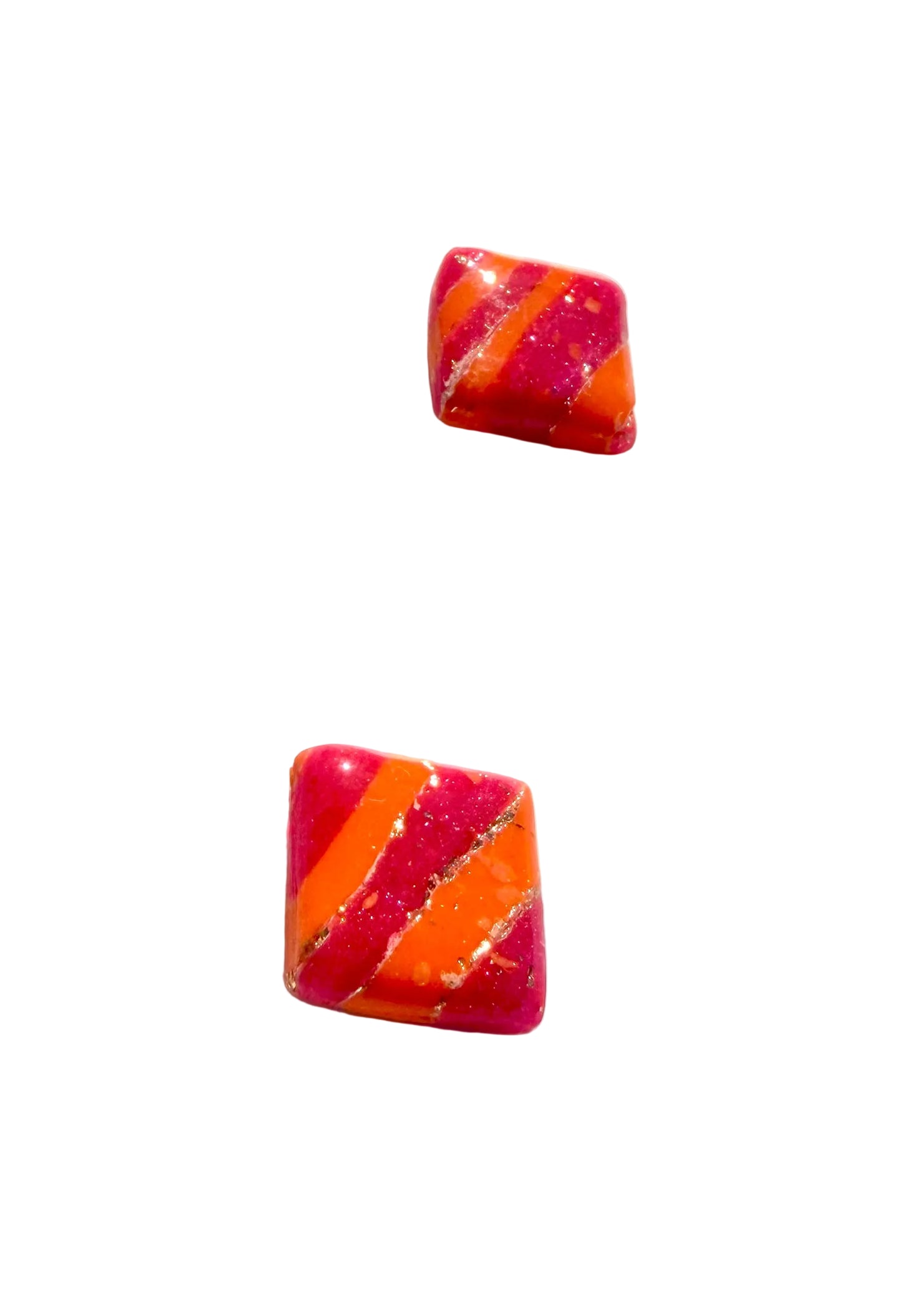 Studs in Orange and Pink with a Touch of Gold Glitter