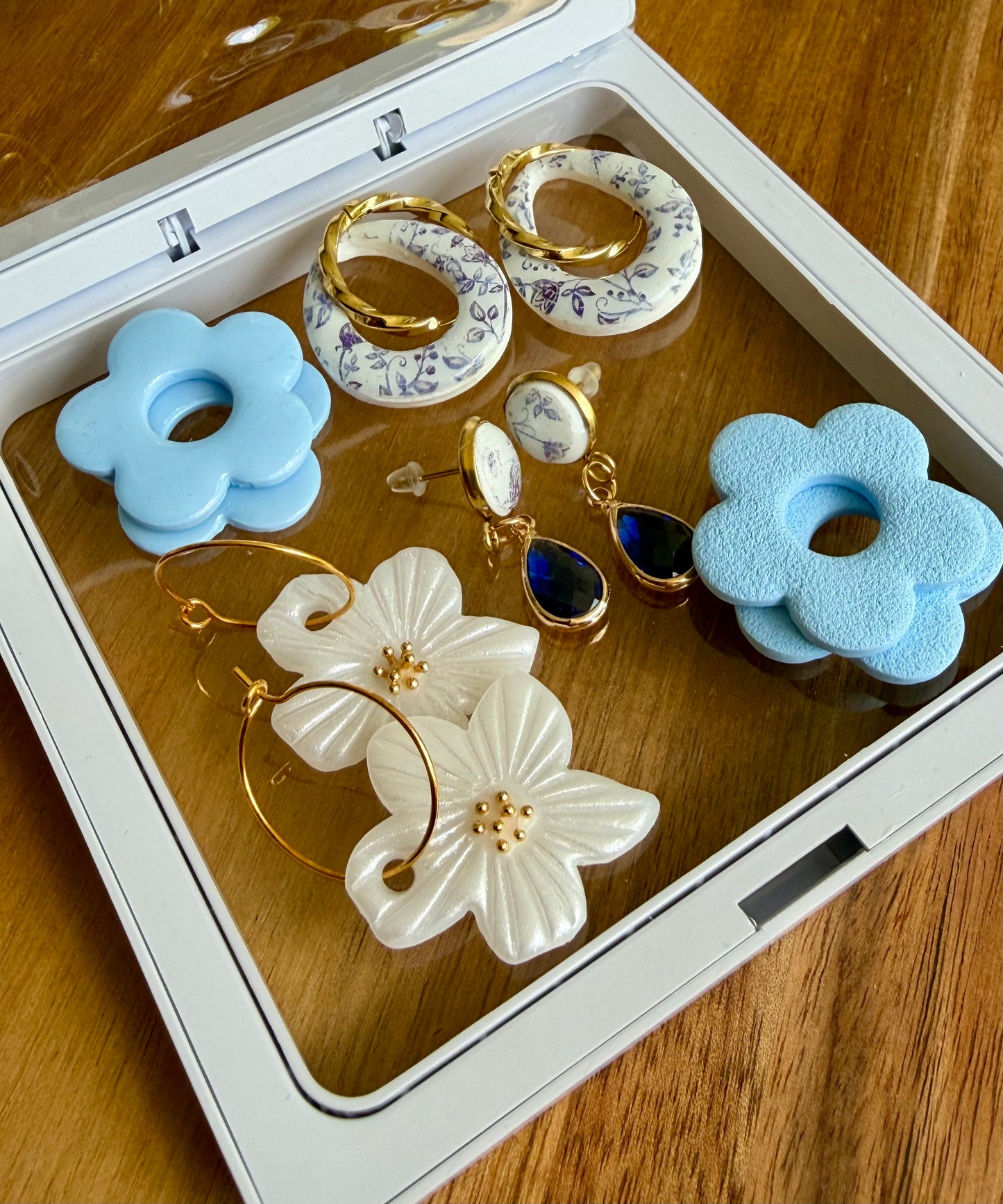 Creoles Earrings Set in Blue