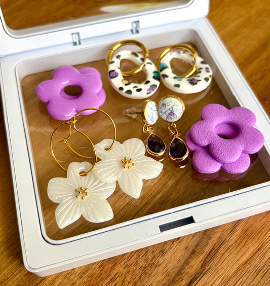 Creole Earrings Set in Purple