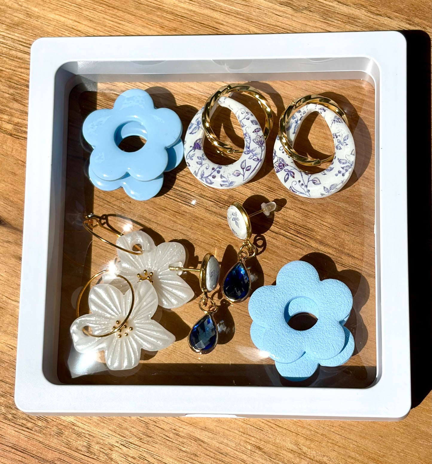 Creoles Earrings Set in Blue