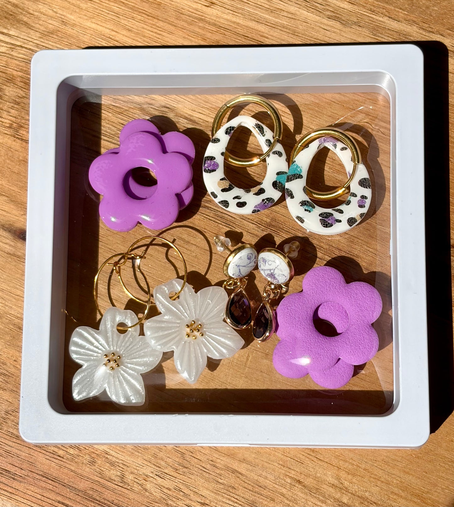 Creole Earrings Set in Purple