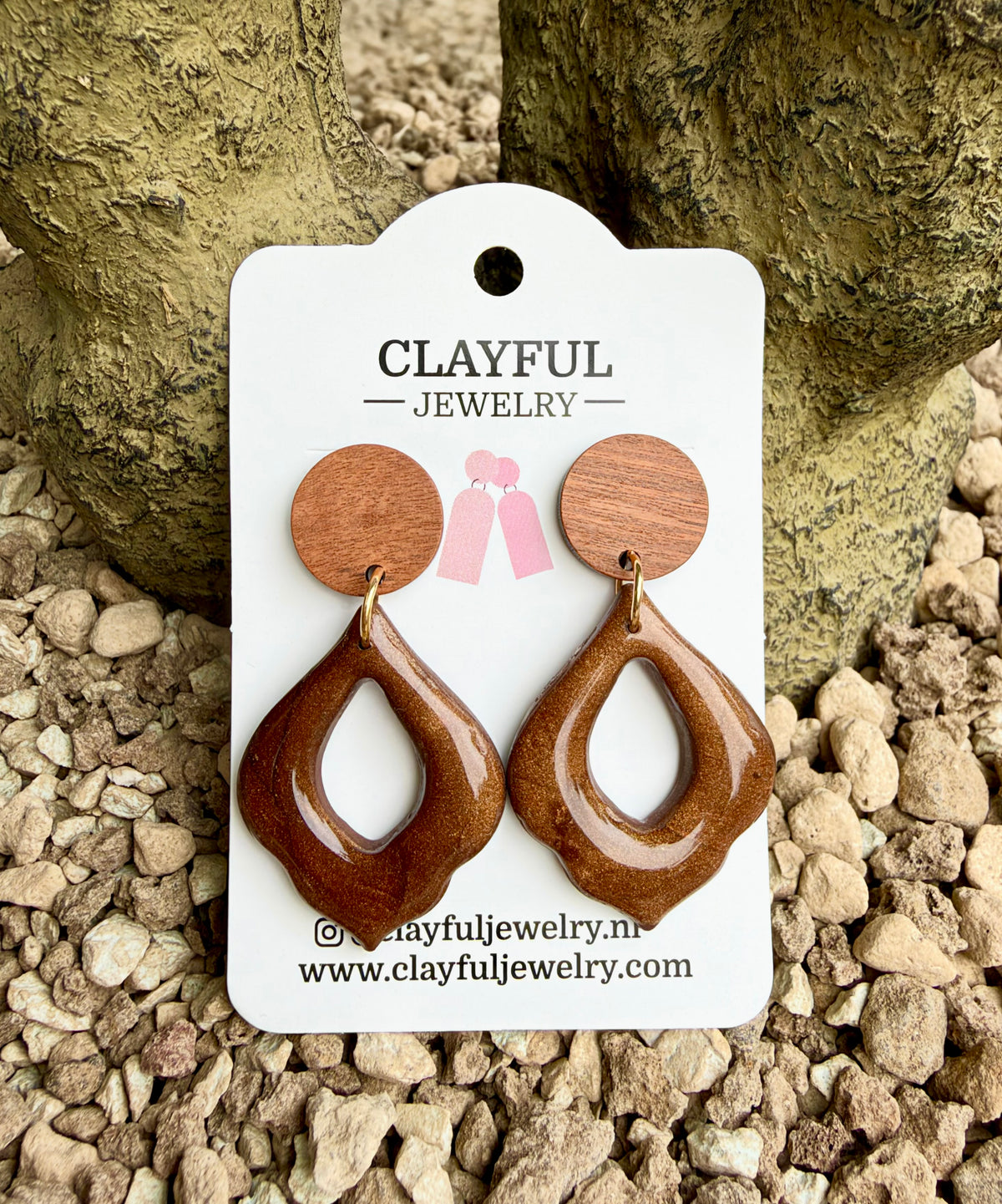 Dangles in Brown with Walnut Wood Stud
