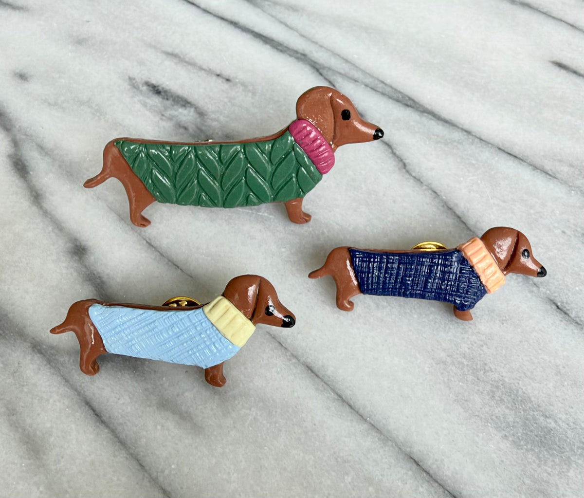 Cute Little Dachshund Brooch Pin in 3 options and sizes.