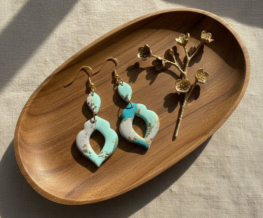 Faux Turquoise Marble Dangles with a Touch of Gold Glitter
