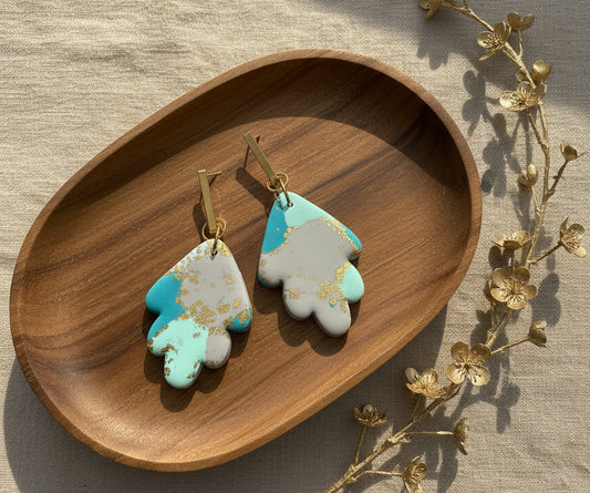 Faux Turquoise Marble Dangles with a Touch of Gold Glitter