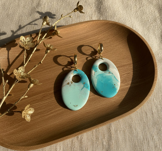 Faux Turquoise Marble Dangles with a Touch of Gold Glitter