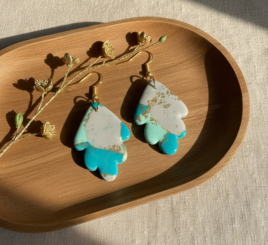 Faux Turquoise Marble Dangles with a Touch of Gold Glitter