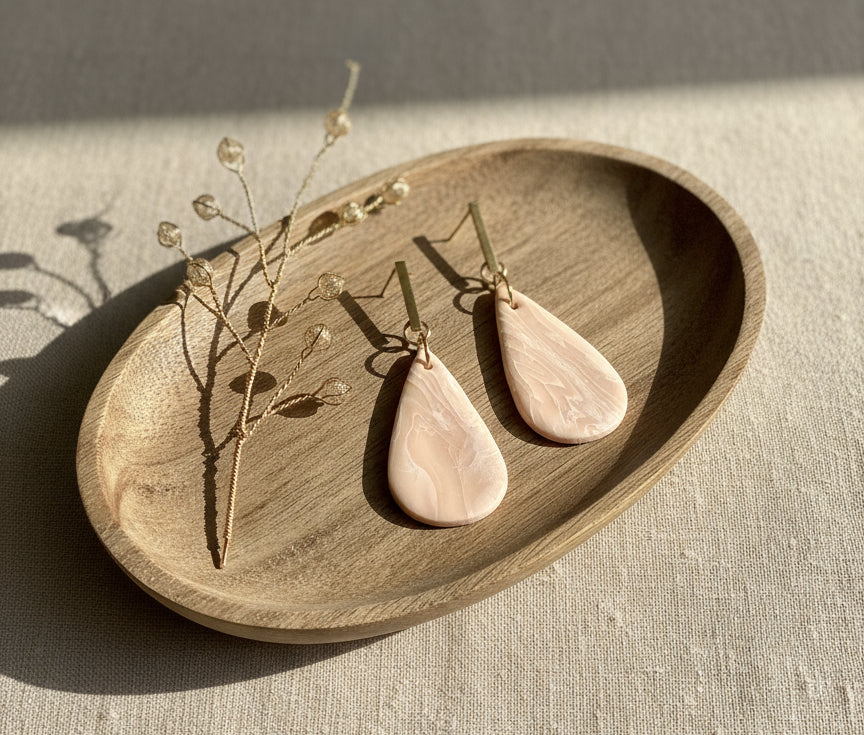 Sandy Nude Dangles with a Touch of Silver Dust