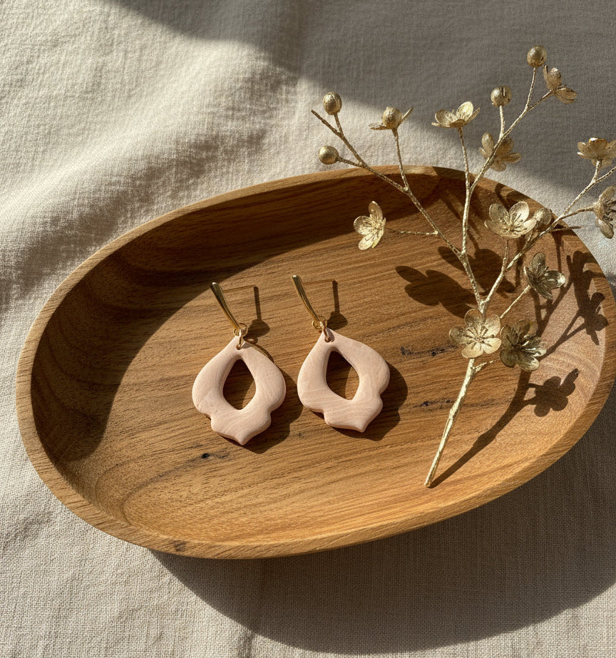 Sandy Nude Dangles with a Touch of Silver Dust