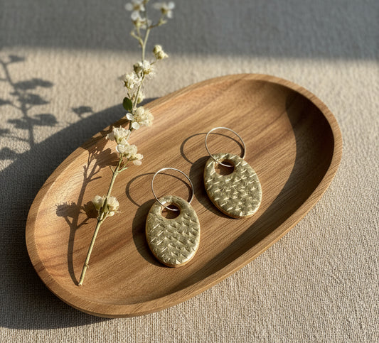 Donut Shape Dangles with Hammered Gold Texture