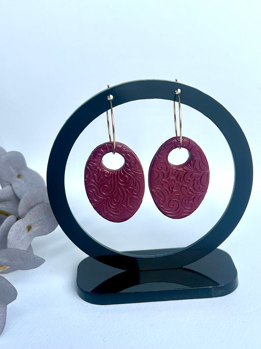 Bordeaux Red Textured Dangles