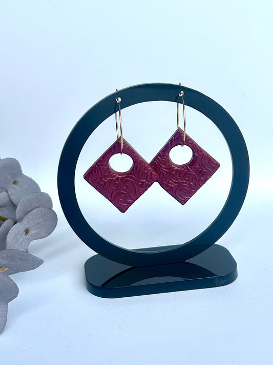 Bordeaux Red Textured Dangles