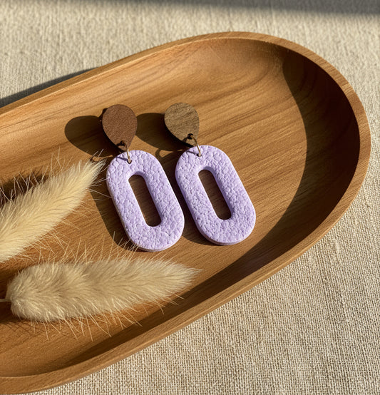 Silvia Dangles in Lavender Blue with Walnut Wood Stud