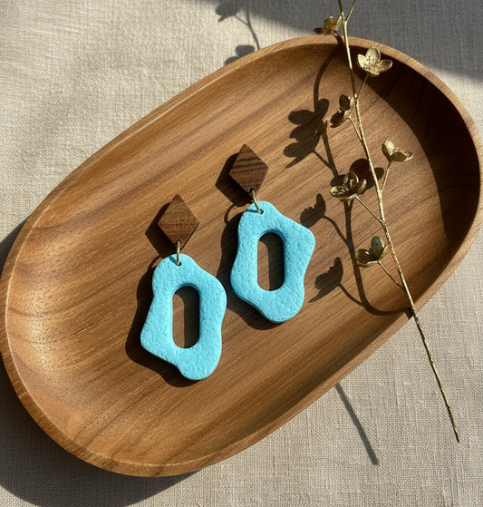 Silvia Dangles in Turquoise with Walnut Wood Stud