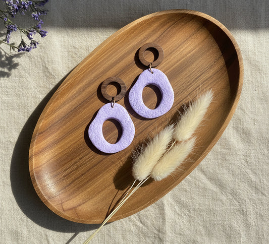 Silvia Dangles in Lavender Blue with Walnut Wood Stud