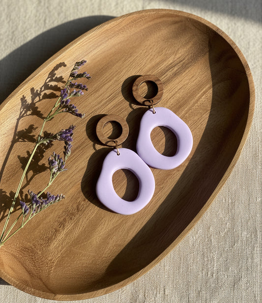 Silvia Dangles in Lavender Blue with Walnut Wood Stud