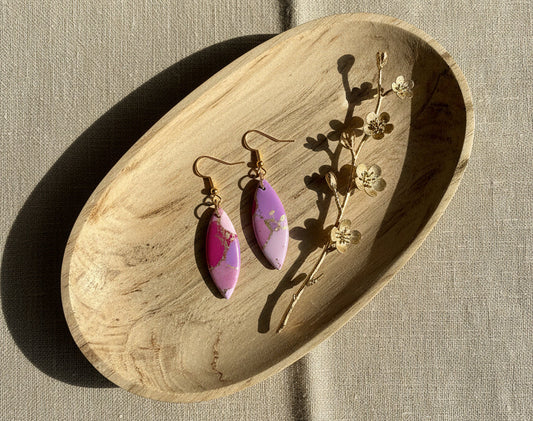 Faux Pink Marble Dangles with a Touch of Gold Glitter
