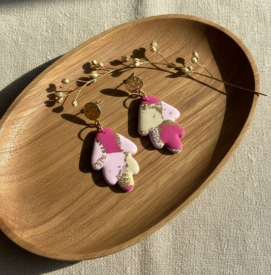 Faux Pink Marble Dangles wot a Touch of Gold Glitter