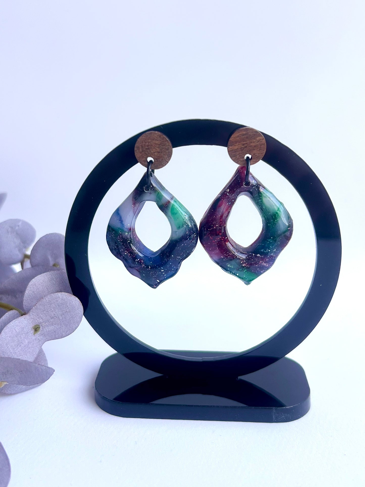 Stella Multi-Colored Marble Dangles with a Touch of Silver Glitter