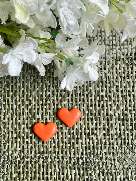 Glossy Orange Heart Studs