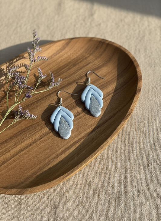 Spring Dangles in Pastel Blue Color with a Touch of Glitter