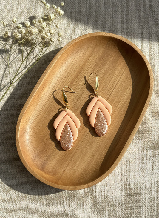 Spring Dangles in Salmon Peach Color with a Touch of Glitter