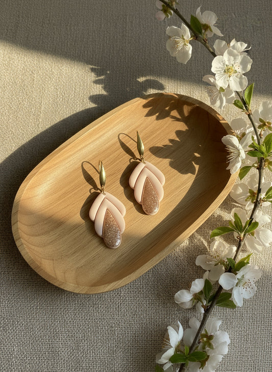 Spring Dangles in Light Peach Color with a Touch of Glitter